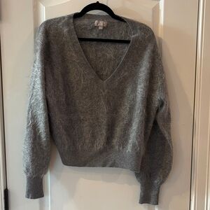 J. Crew brushed cashmere  Gray V-Neck Sweater